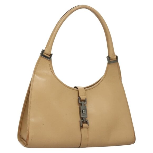 GUCCI Jackie Hand Bag Leather Beige Silver 002 1067 Auth bs28439 - Picture 1 of 16